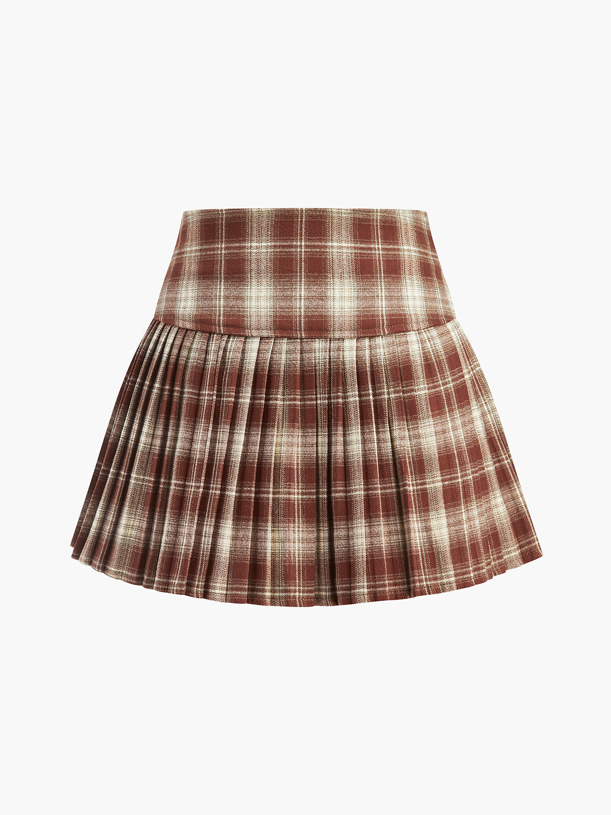 High-Waist Checked Pleated Skirt 