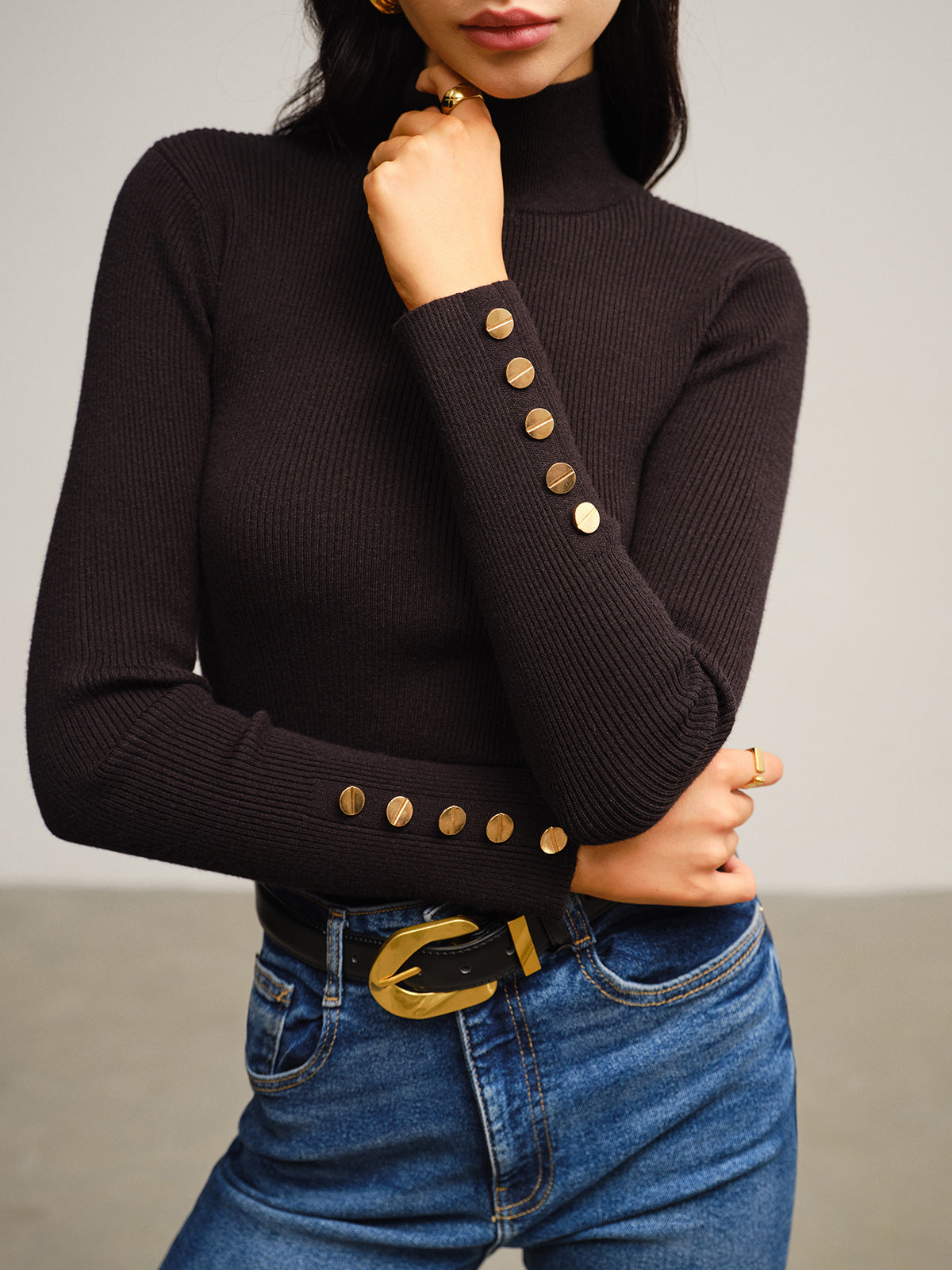 Versatile Mock Neck Skinny Sweater 