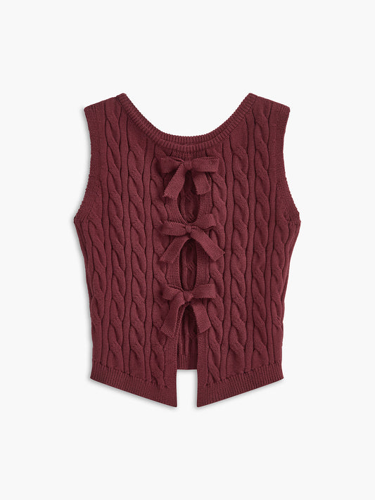 Bow Front Cutout Sweater Vest