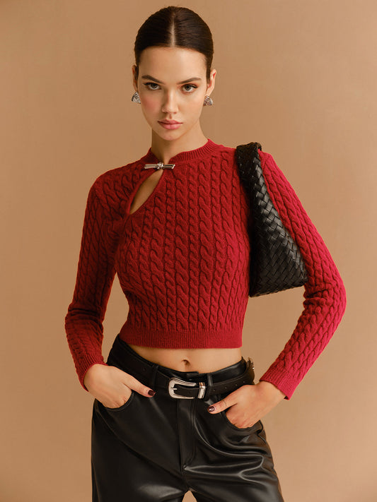 Cutout Twist Crop Sweater 