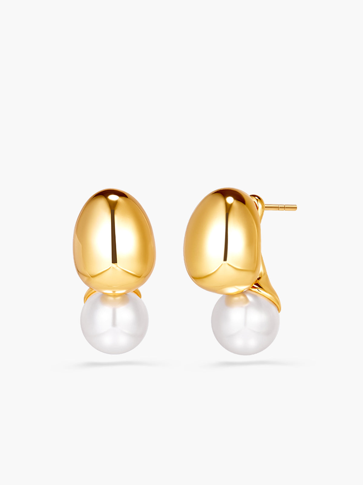 Detachable-Peal Golden Bean Stud Earrings 